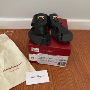 Salvatore Ferragamo Enfola Sandals Black Size 10